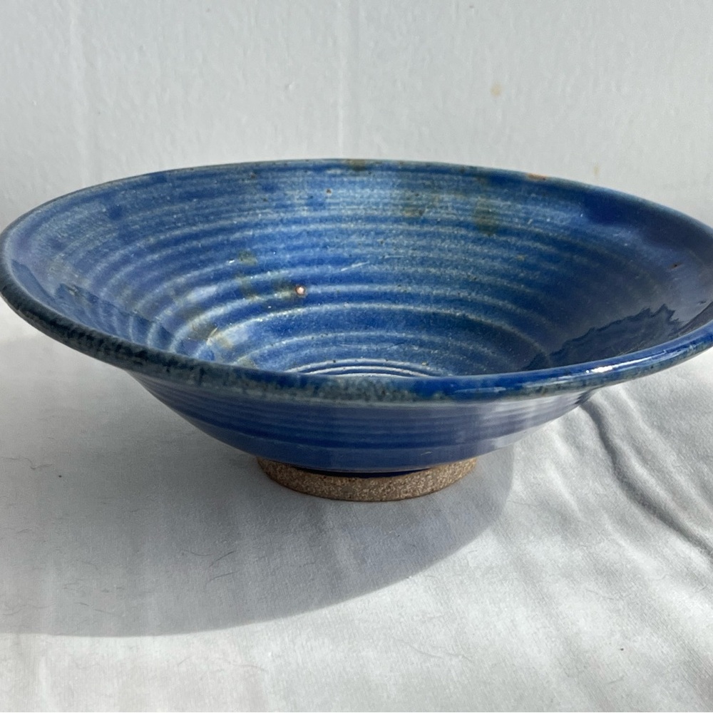 Blue Ceramic Pottery Bowl Serving Trinket Soap Dish Decor Mud Pie Hand Thrown